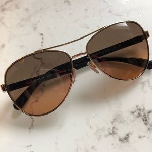 Coach Light Gold Aviator Brown Lens Sunglasses